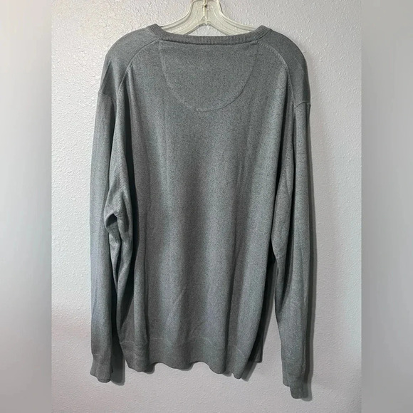 Jos A Bank Mens 100% Silk Long Sleeve Sweater Size XXL 2XL V-Neck Gray EUC - Picture 2 of 3
